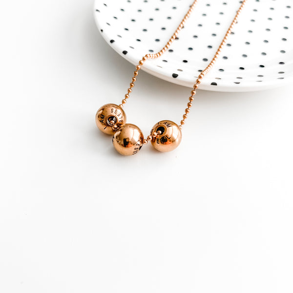 Affirmation Beaded Necklace (3) Rose Gold