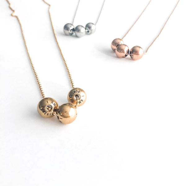 Affirmation Beaded Necklace (3) Yellow Gold
