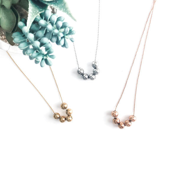 Affirmation Beaded Necklace (5) Yellow Gold