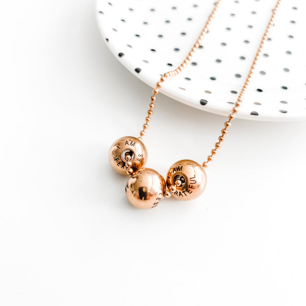Affirmation Beaded Necklace (3) Rose Gold